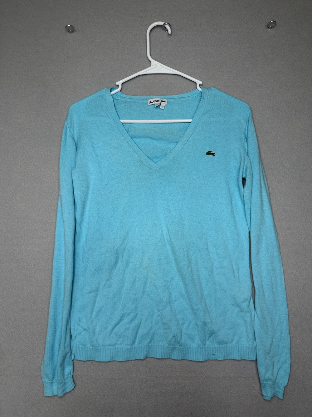 Lacoste Light Blue V-Neck Sweater Top